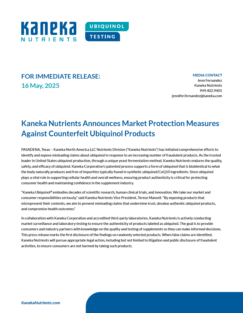 Uiquinol Press Release May 2025