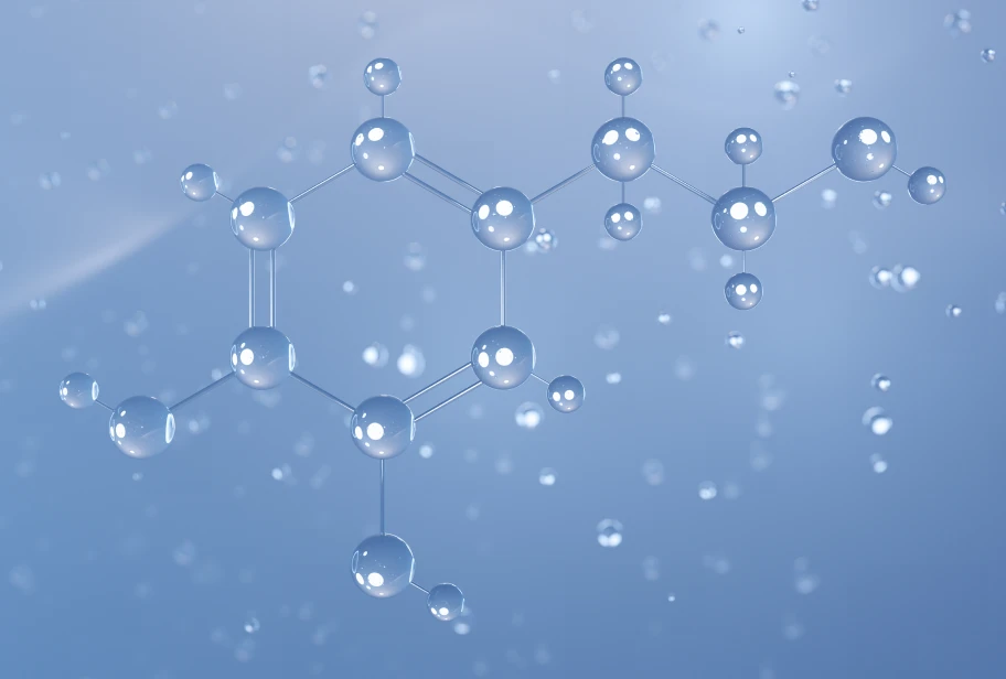 Scientific illustration of molecular structures against a blue background